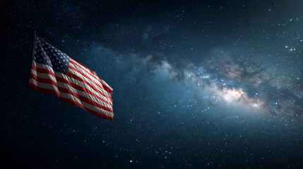 United States Flag Waving Under a Bright Cloudy Sky