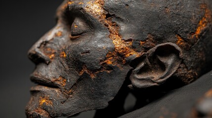 Dark textured sculpture head