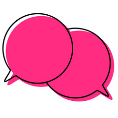 シンプルな線がずれた吹き出し　重なる会話