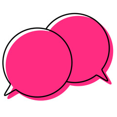 シンプルな線がずれた吹き出し　重なる会話