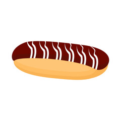 Eclair pastry with chocolate glaze 
