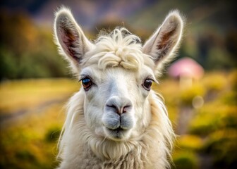 Obraz premium Fluffy Alpaca Close-Up: Majestic Andean Animal Portrait