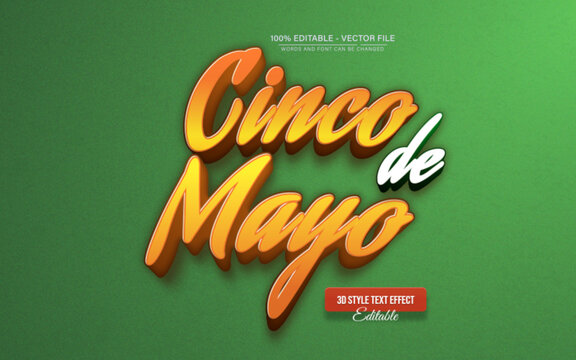 Cinco de mayo orange text effect editable