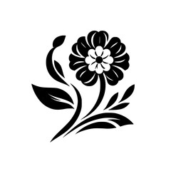 Elegant Black & White Floral Design Element, Vector Silhouette