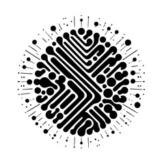 Abstract Circuit Board Design, Monochrome Digital Art