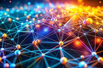 Fototapeta premium Futuristic Digital Network Connection Macro Photography: Abstract Technology Background
