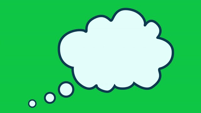 Cartoon Speech Bubble Animation on Green Screen - White Thought Clouds and Chat Balloons Moving on Chroma Key Background - Fun Communication Design Element for Messages, Text, and Dialogue Effects