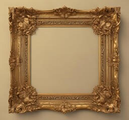 Obraz premium Ornate gold vintage frame, classic scroll & floral patterns , decoration, gold