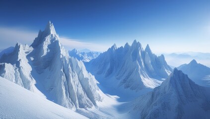 Obraz premium Spectacular snow-covered mountain range under a bright blue sky landscape scenery