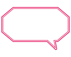 シンプルなカラー線の吹き出し　細長い八角形