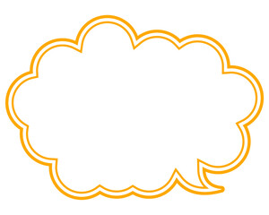 シンプルなカラー線の吹き出し　丸みのある雲形