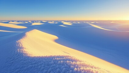 Serene Sand Dunes at Sunrise, a Peaceful Desert Landscape with Light and Shadow