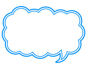 シンプルなカラー線の吹き出し　細長い雲形