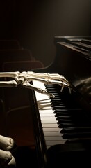 Ghostly Skeleton Hand Performing at Piano