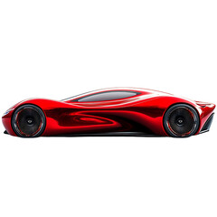 A Futuristic Red Electric Car with Unique Design Isolated on Transparent Background