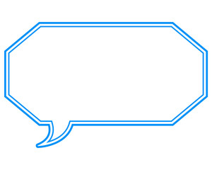 シンプルなカラー線の吹き出し　細長い八角形