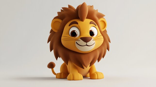 Cute cartoon lion design in light tones.