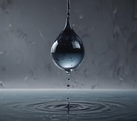Ink droplet levitates, suspended above water surface,  surface tension, ink,  liquid