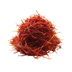 Naklejka premium Saffron Threads Bundle: Rich red saffron threads neatly bundled with a golden glow on transparent background