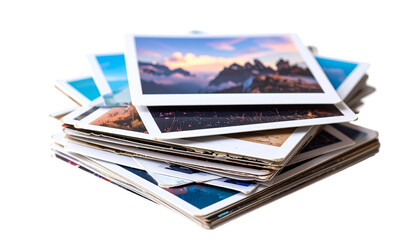 Stack of polaroid photos with different dreamlike scenes