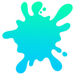 A vibrant blue and green paint splash with irregular edges and droplets, set against a white background. Perfect for artistic, abstract, and modern design projects