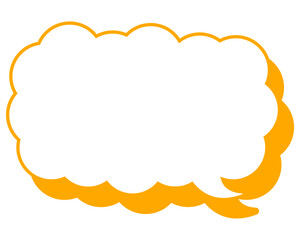 シンプルなカラー線の吹き出し　細長い雲形