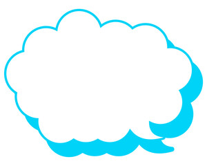 シンプルなカラー線の吹き出し　丸みのある雲形