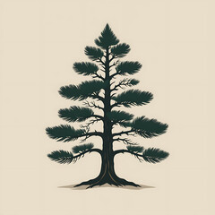 Evergreen Tree Silhouette: Minimalist Botanical Illustration