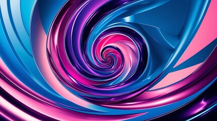 Fototapeta premium Abstract neon swirl vortex in vibrant pink and blue tones forming a hypnotic tunnel effect, ideal for backgrounds, digital art, and futuristic graphic design projects