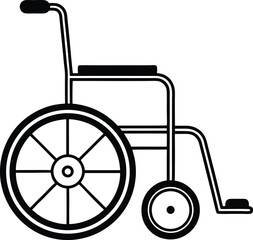 wheelchair outline vector illustration on white background
