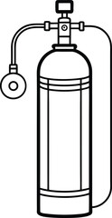 oxygen cylinder outline vector illustration on white background