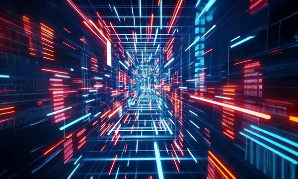 Futuristic data tunnel. dynamic movement