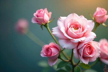 Obraz premium Delicate, repeating rose blossoms in pastel hues, blossom pattern, vintage, repeat