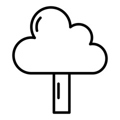 Cloud Tree Icon: A simplified, minimalist tree icon featuring a cloud-shaped crown, a symbol of nature, weather, and digital concepts.