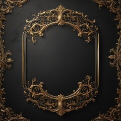 Black gold ornate VIP invitation background, shimmering texture,  baroque,  vintage