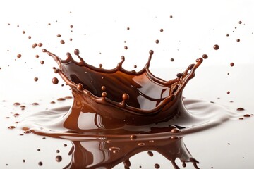 Brown Chocolate Liquid Splashing on White Background - generated by ai