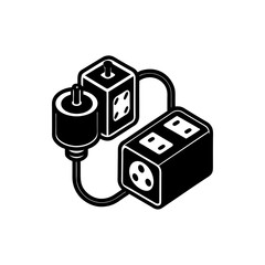 Modular plug play smart sockets silhouette illustration.