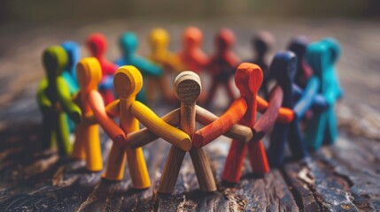 Equality: Each colorful stick figure playing an equal part, demonstrating the value of fairness and equal opportunities in creating an inclusive and productive team.
