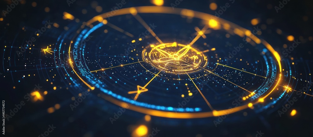 Poster abstract technological visualization with circular patterns and