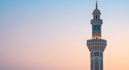 Mosques tower reaching for the sunrise