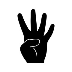 Obraz premium Black Hand Gesture Number Five Icon