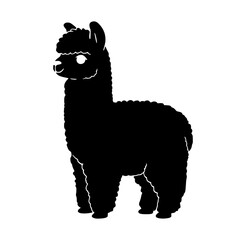 Fototapeta premium Black Silhouette Alpaca Vector Illustration