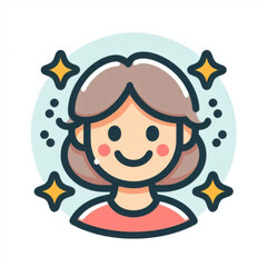 Bright Smiling Mom Face – Flat Icon Design