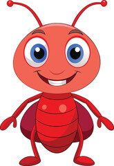  Smiling Red Ant Character for Kids in Simple Vibrant Vector Style.