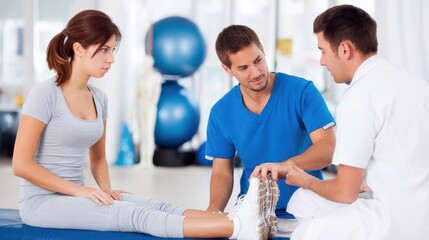 Obraz premium Physiotherapy consultation in a medical clinic.