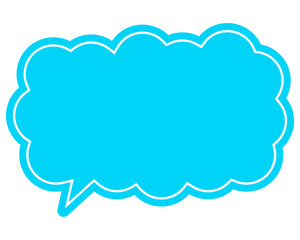 シンプルなカラーの吹き出し　細長い雲形