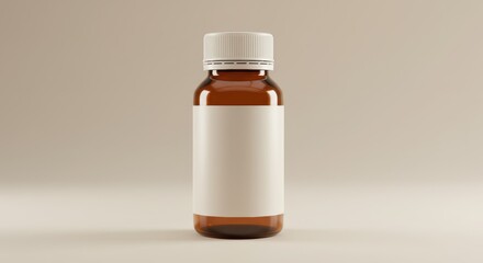 Amber Bottle with Label Mockup
