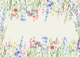 spring background with colorful flowers pattern