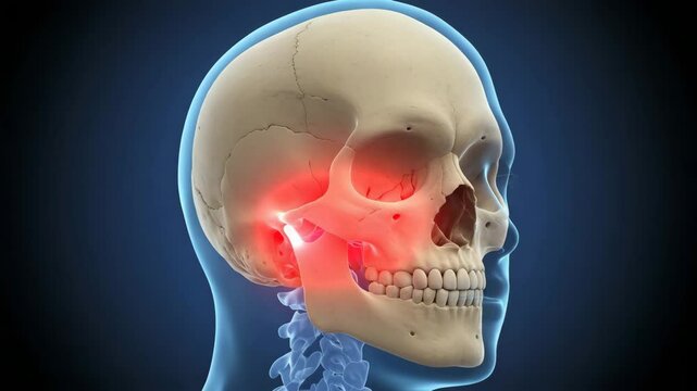 3 d illustration of tmj pain in human head anatomy