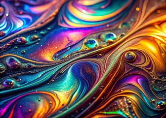 Macro Abstract Metallic Glitter Oil Slick Biophilic Art - Nature Inspired Design